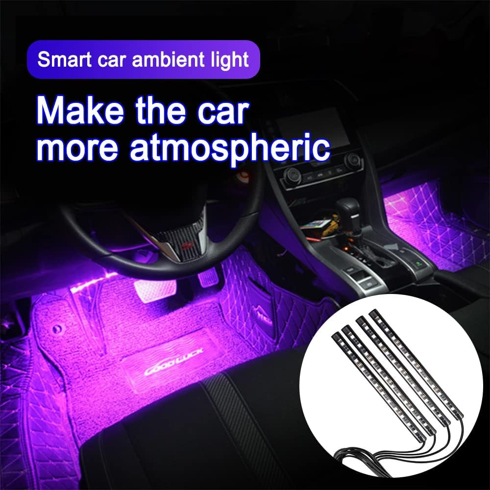 LED Car Lights with App Control, Strip Lights, Smart Interior DIY Mode and Music Mode, under Dash for USB Port, Fit Cars, Trucks, Suvs, 8.86 * 0.51*0.2 Inch (Qp5078)