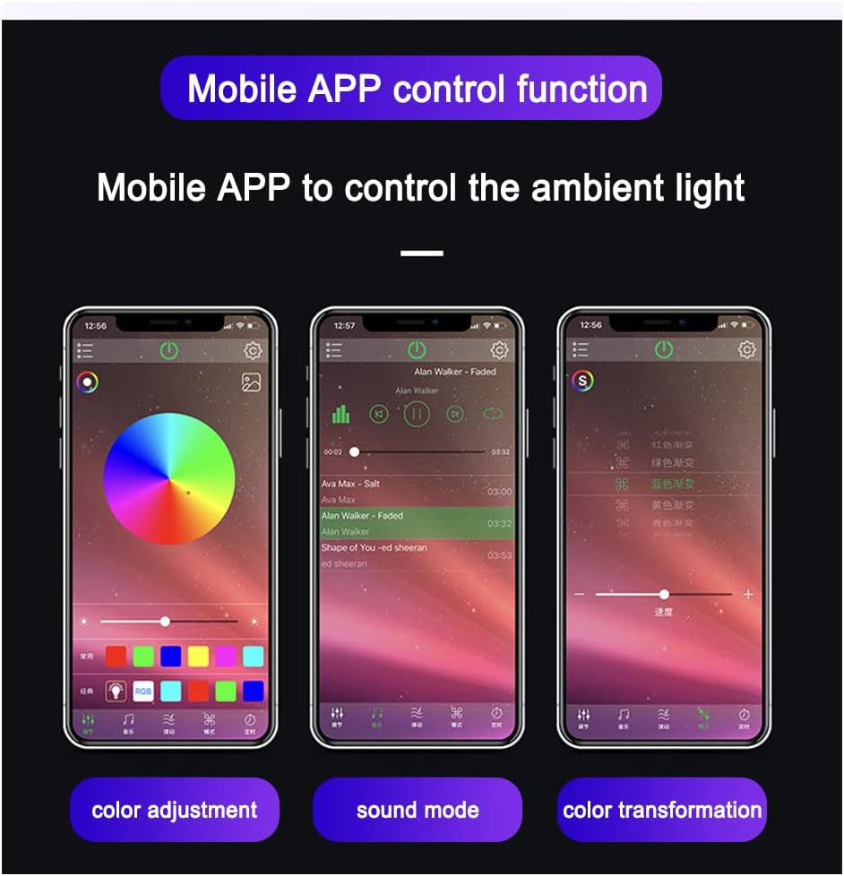 LED Car Lights with App Control, Strip Lights, Smart Interior DIY Mode and Music Mode, under Dash for USB Port, Fit Cars, Trucks, Suvs, 8.86 * 0.51*0.2 Inch (Qp5078)