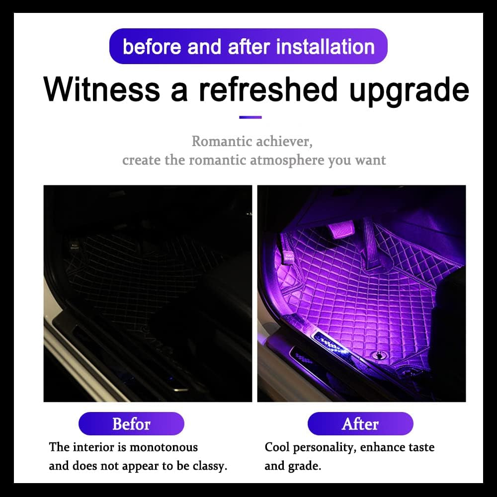 LED Car Lights with App Control, Strip Lights, Smart Interior DIY Mode and Music Mode, under Dash for USB Port, Fit Cars, Trucks, Suvs, 8.86 * 0.51*0.2 Inch (Qp5078)