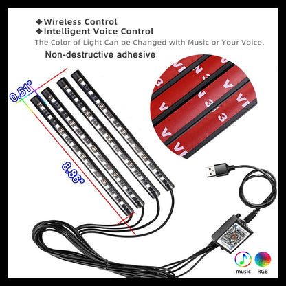 LED Car Lights with App Control, Strip Lights, Smart Interior DIY Mode and Music Mode, under Dash for USB Port, Fit Cars, Trucks, Suvs, 8.86 * 0.51*0.2 Inch (Qp5078)
